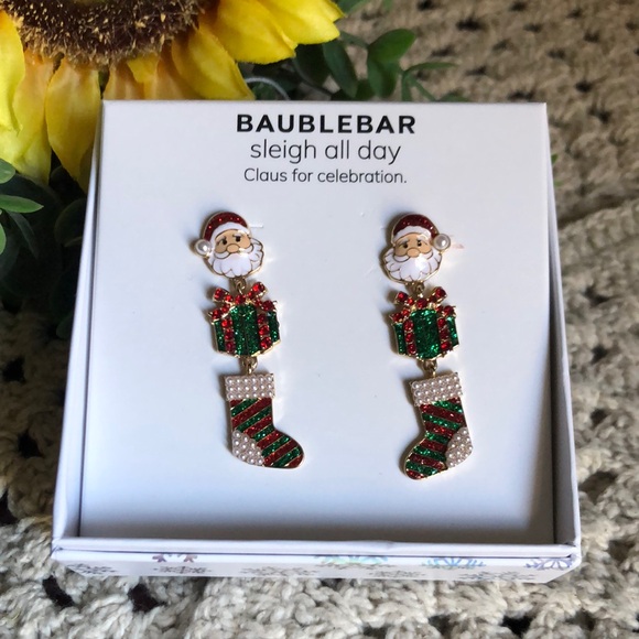 BaubleBar Jewelry - BaubleBar Christmas Santa and Gift Earrings - SLEIGH ALL DAY